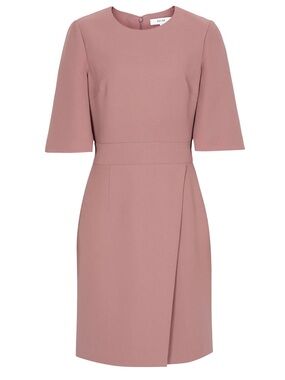 REISS Myra Tailored Wrap Front Dress Mauve Pink